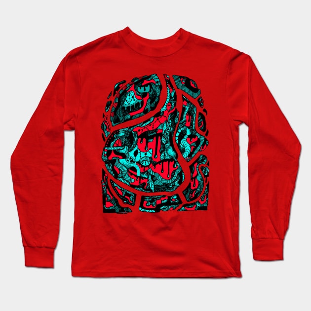 Turqred Abstract Wave of Thoughts No 3 Long Sleeve T-Shirt by kenallouis